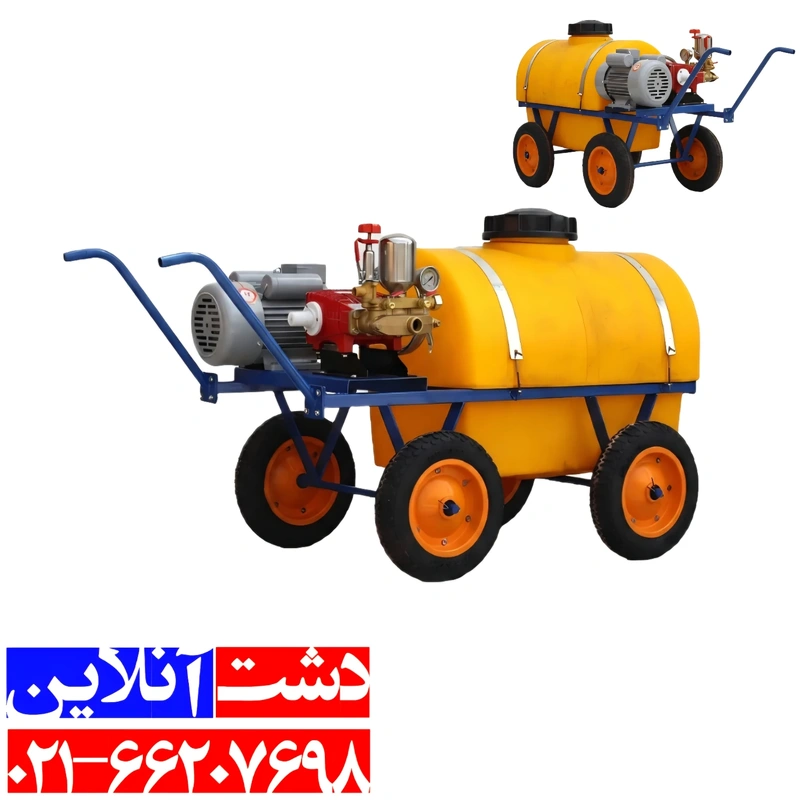 سمپاش فرغونی 200 لیتری برقی تکفاز که 3 اسب بخار قدرت دارد که برای چرخواندن یک پمپ 45 بار بسیار عالی و معقول می‌باشد.