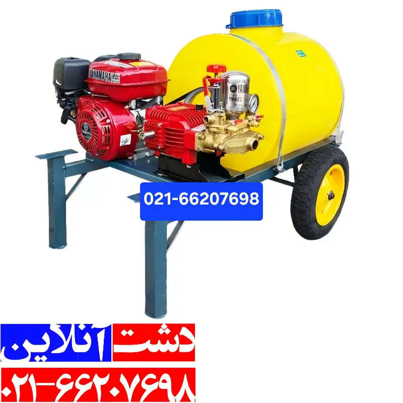 سمپاش فرغونی 100 لیتری به همراه 2 چرخ جهت جابه جایی سم.